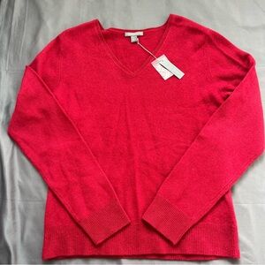 Apt. 9 🆕 Cashmere V Neck Sweater Size L Academia Preppy Misses Red New